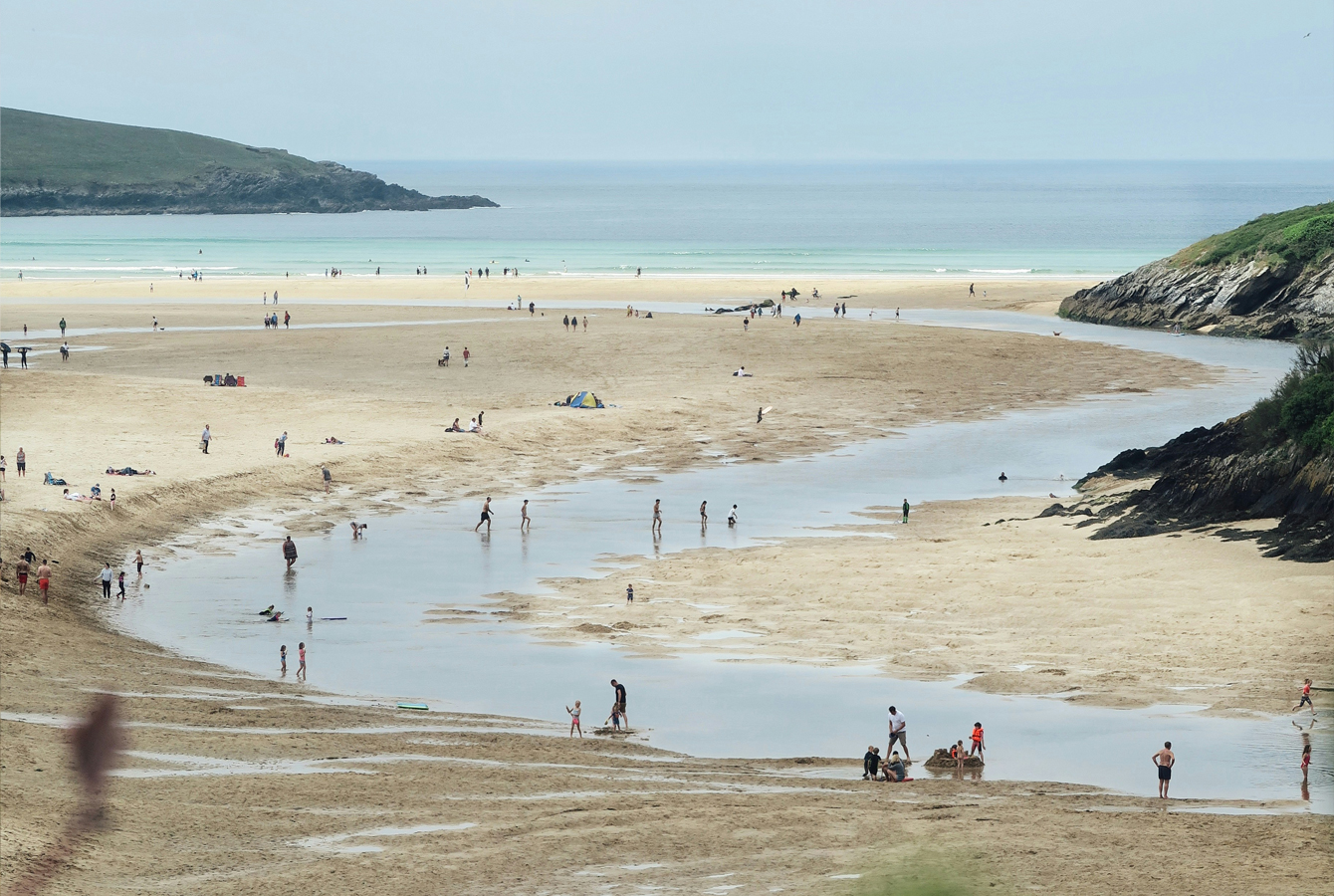 Crantock Beach and the mouth of the River Gannel